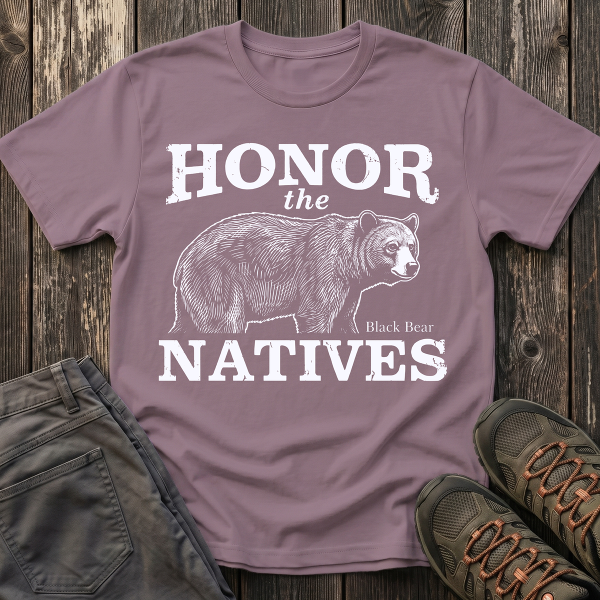 Honor The Natives Black Bear T-shirt White