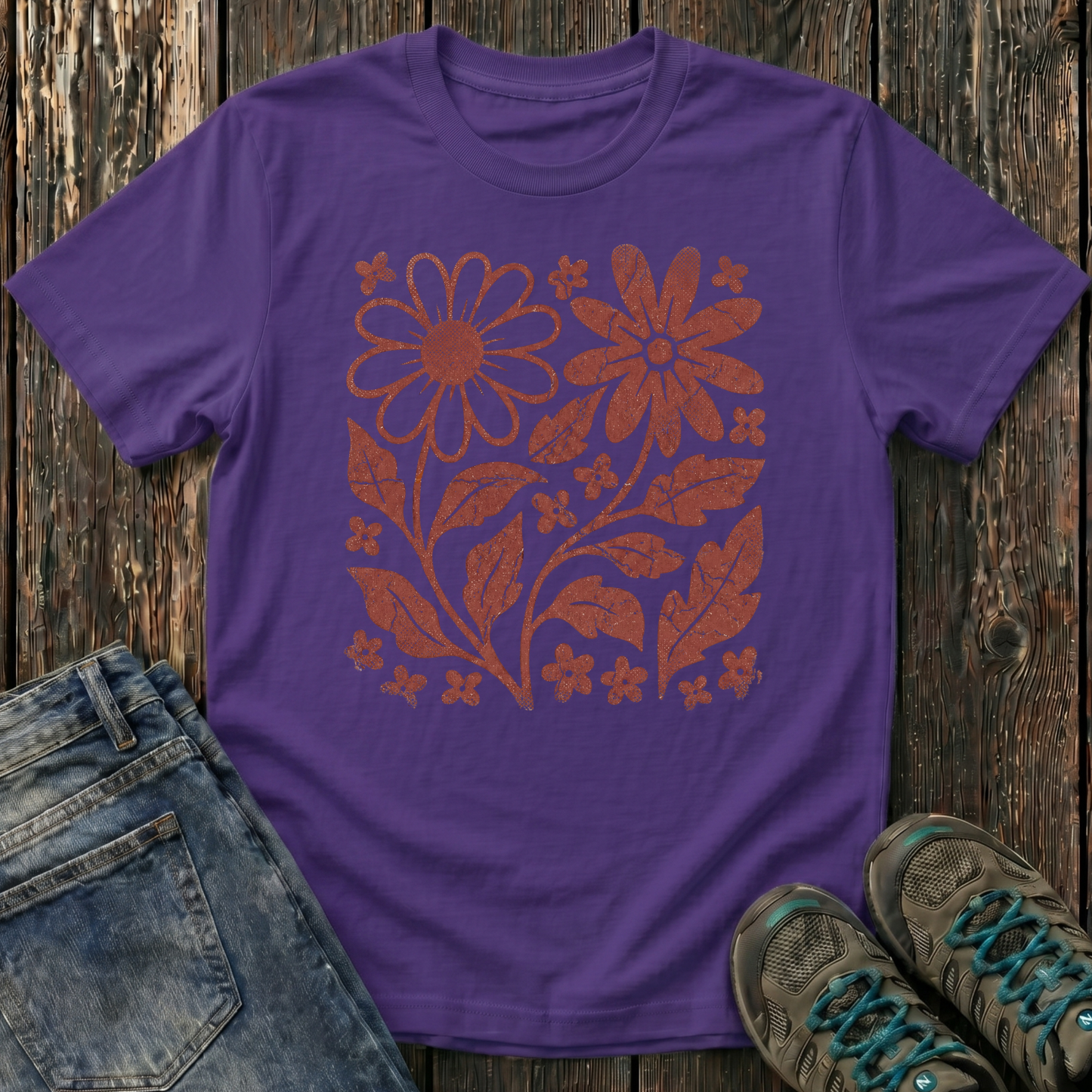 Children's Crimson Flora Ink Print T-shirt