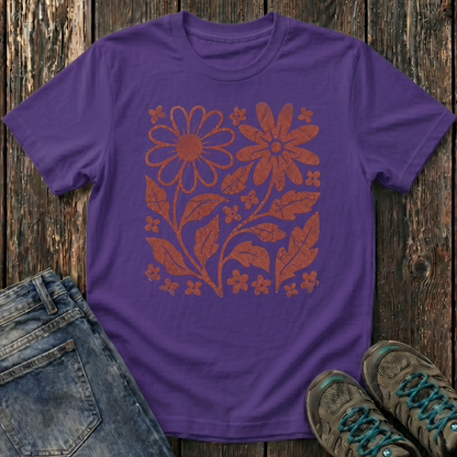 Children's Crimson Flora Ink Print T-shirt