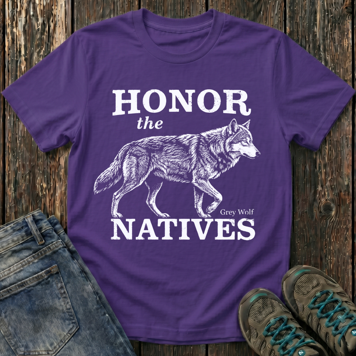 Children's Honor The Natives Grey Wolf T-shirt
