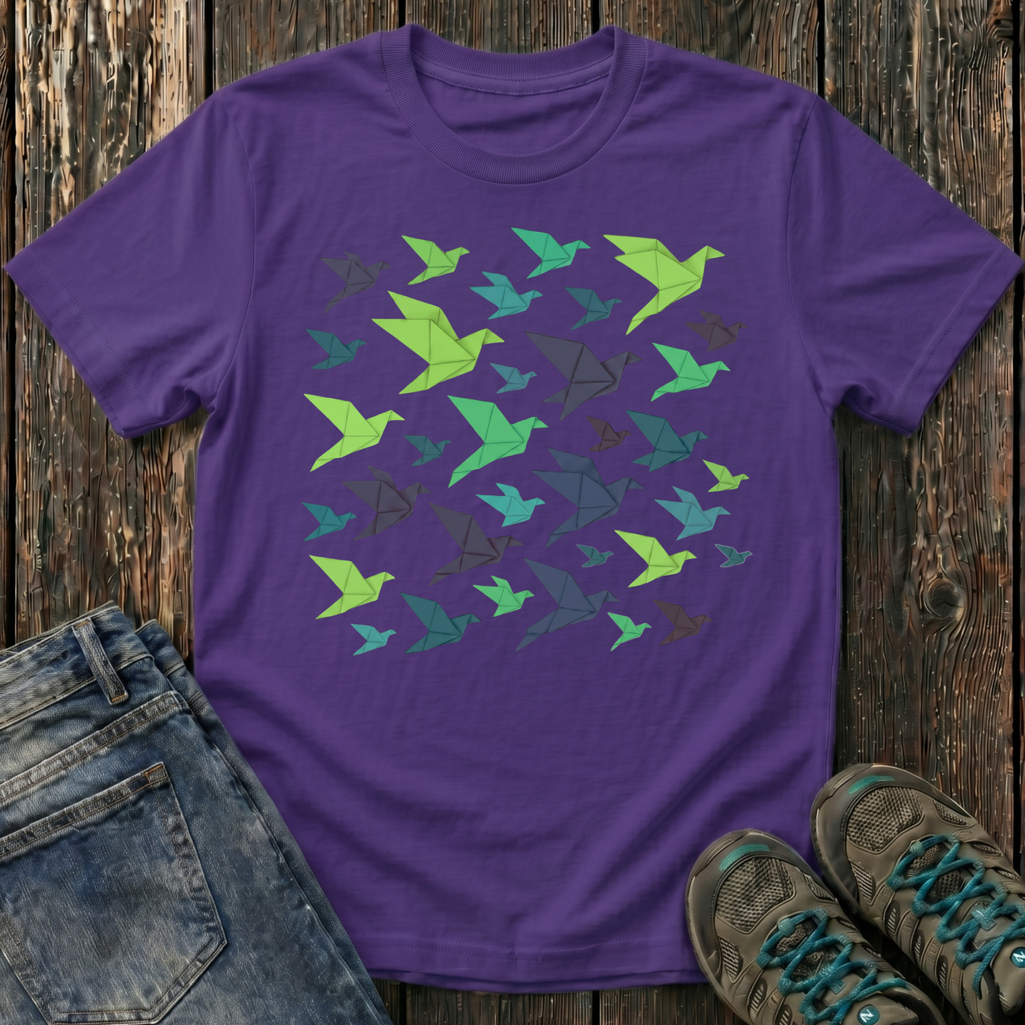Children's Origami Birds Winter T-shirt