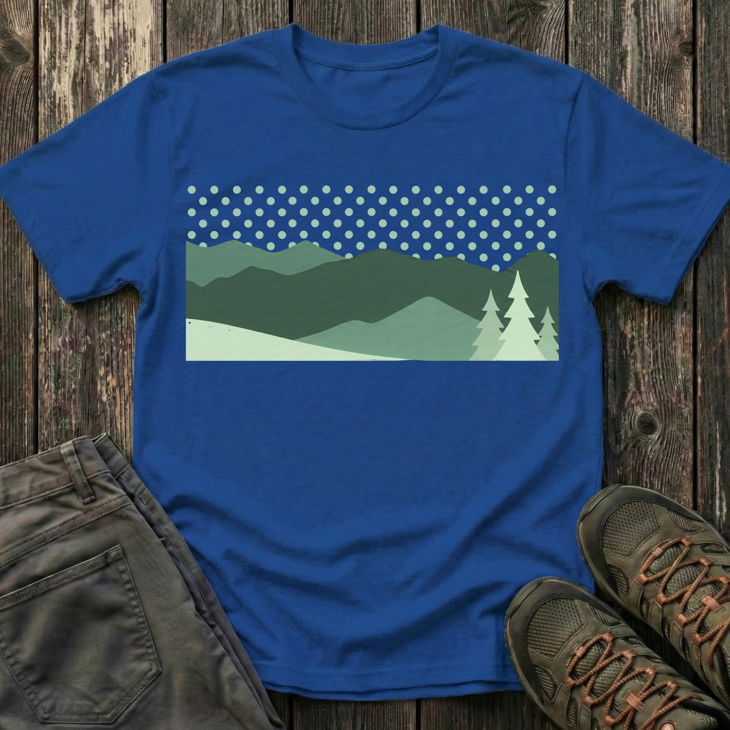 Minimalist Green Mountain Landscape T-shirt