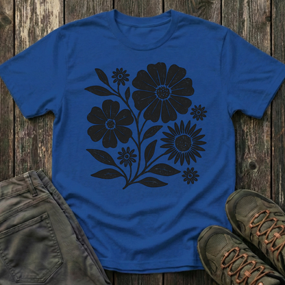 Botanical Portrait Black Ink Print T-shirt