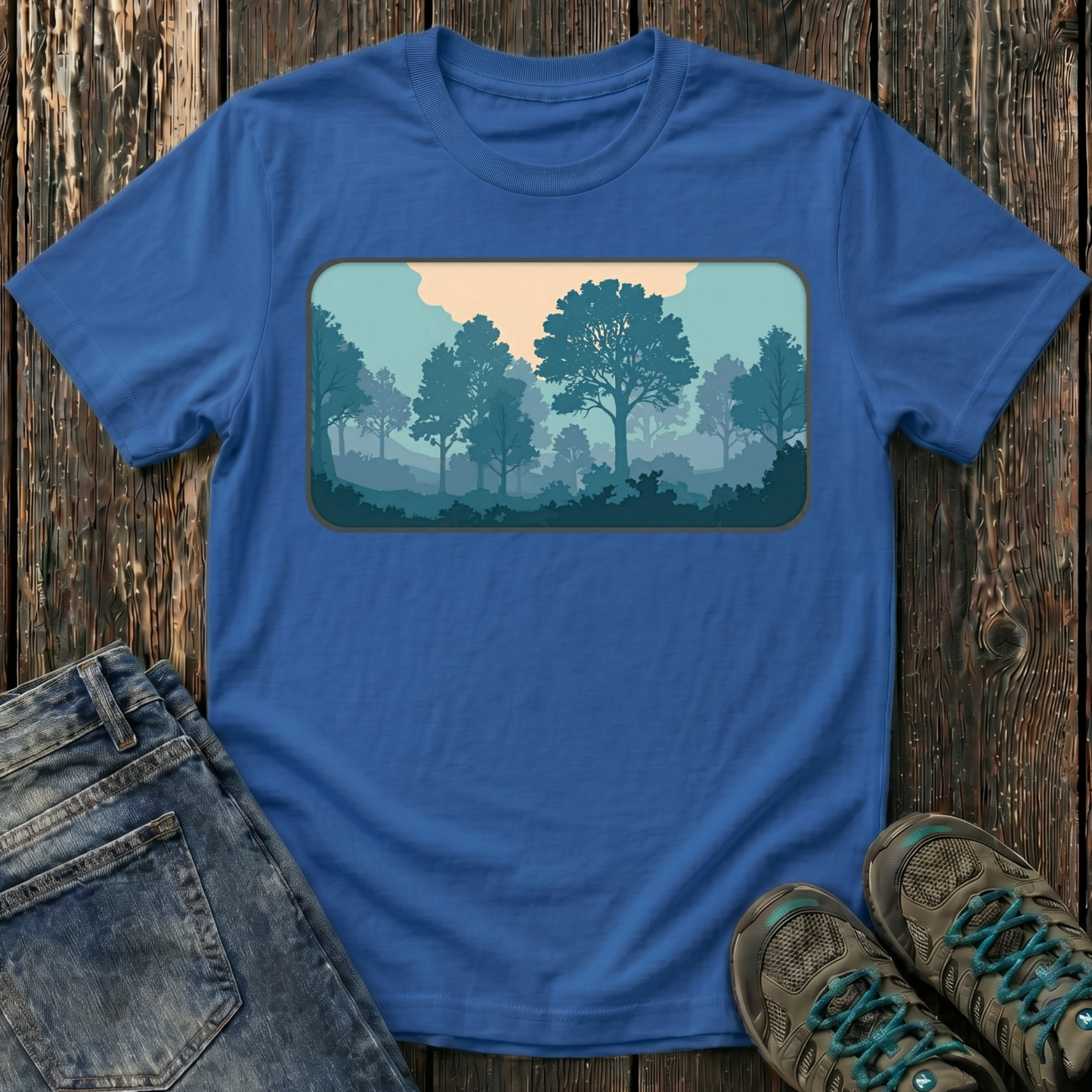 Children's Forest in Teals T-shirt