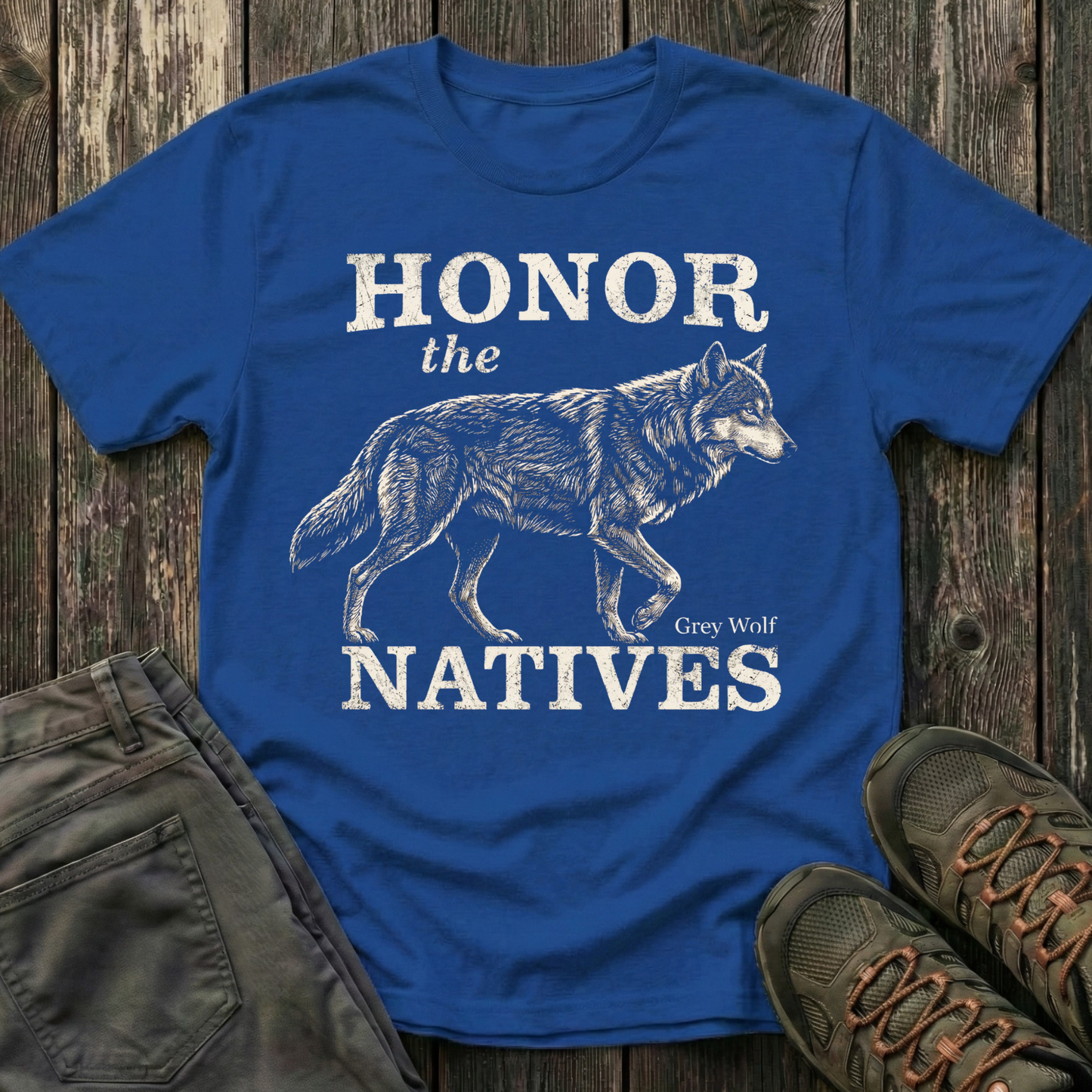 Honor The Natives Grey Wolf T-shirt