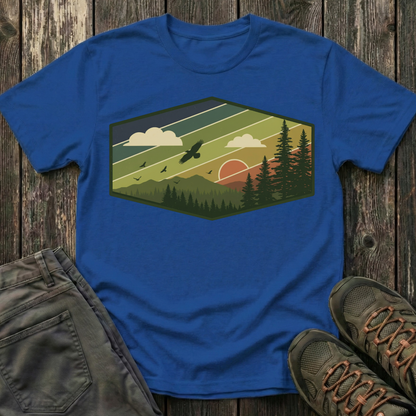 Retro Pine Forest Sunset T-shirt