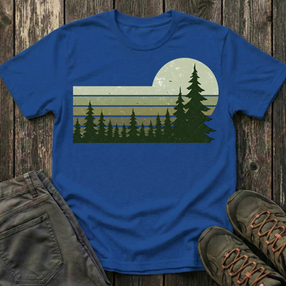 Retro Moss Green Sunset T-shirt