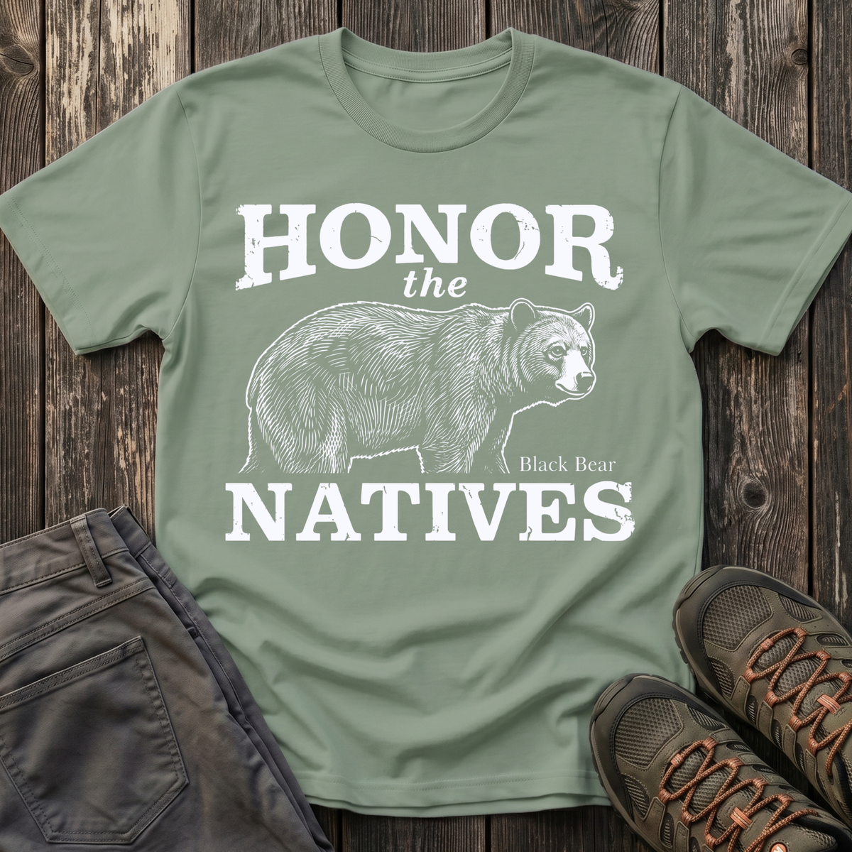 Honor The Natives Black Bear T-shirt White