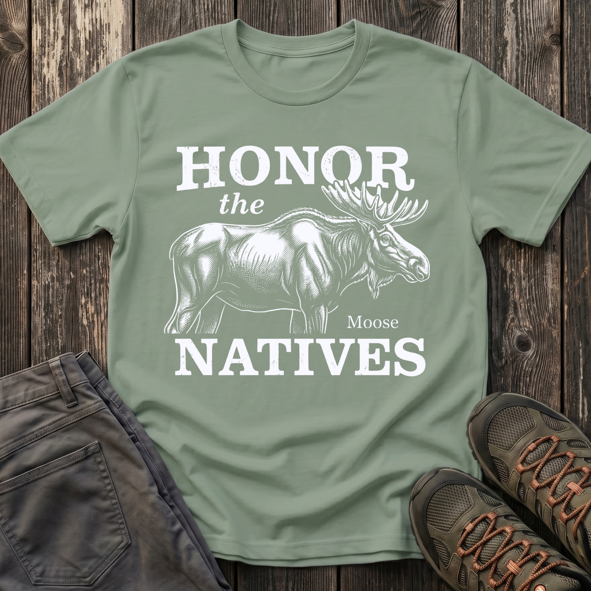 Honor The Natives Moose T-shirt White