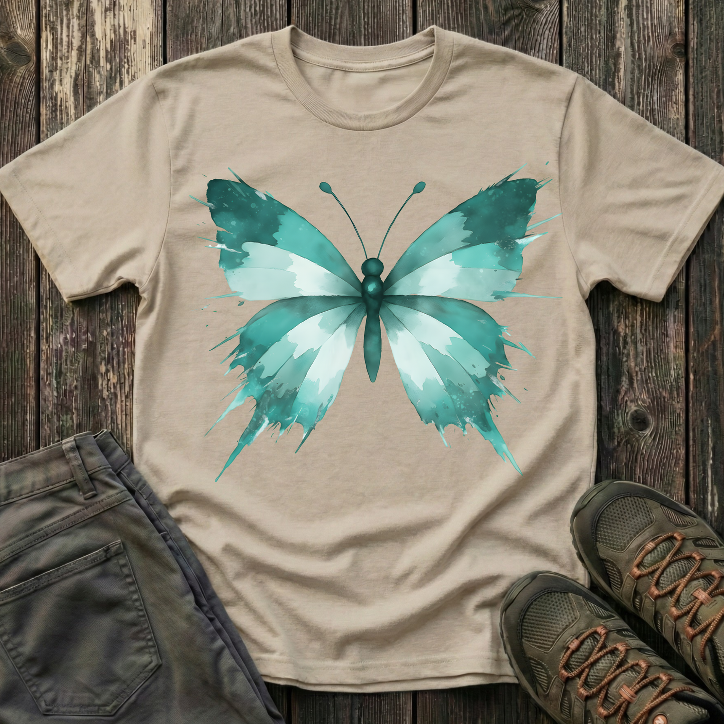 Watercolor Teal Butterfly T-shirt