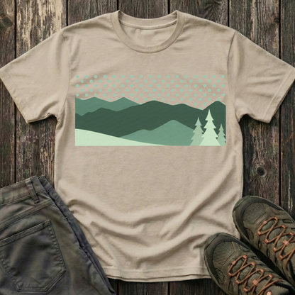 Minimalist Green Mountain Landscape T-shirt