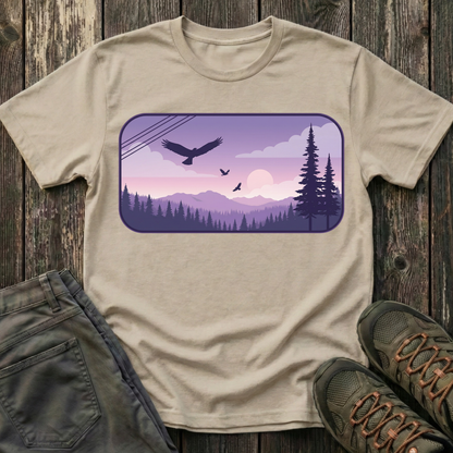 Soaring Eagle Over Purple Pines T-shirt
