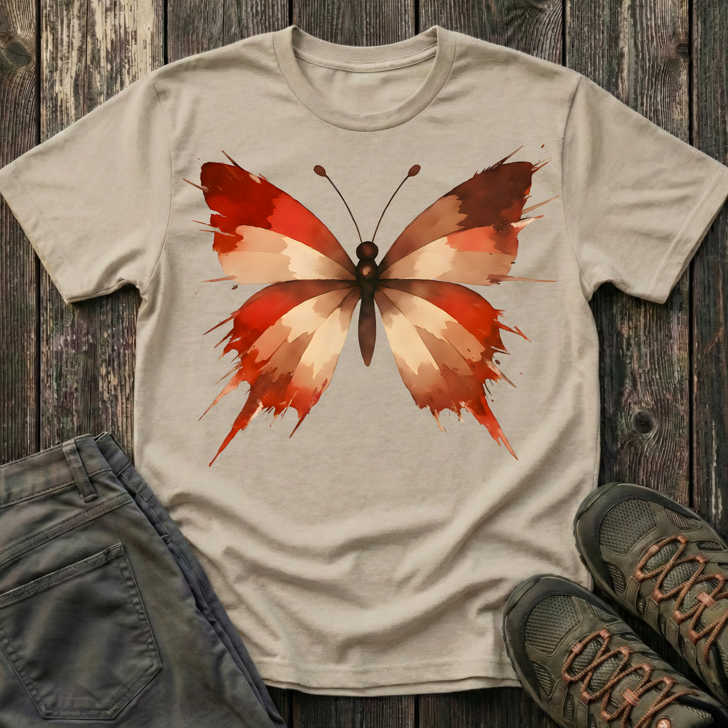 Watercolor Red Butterfly T-shirt
