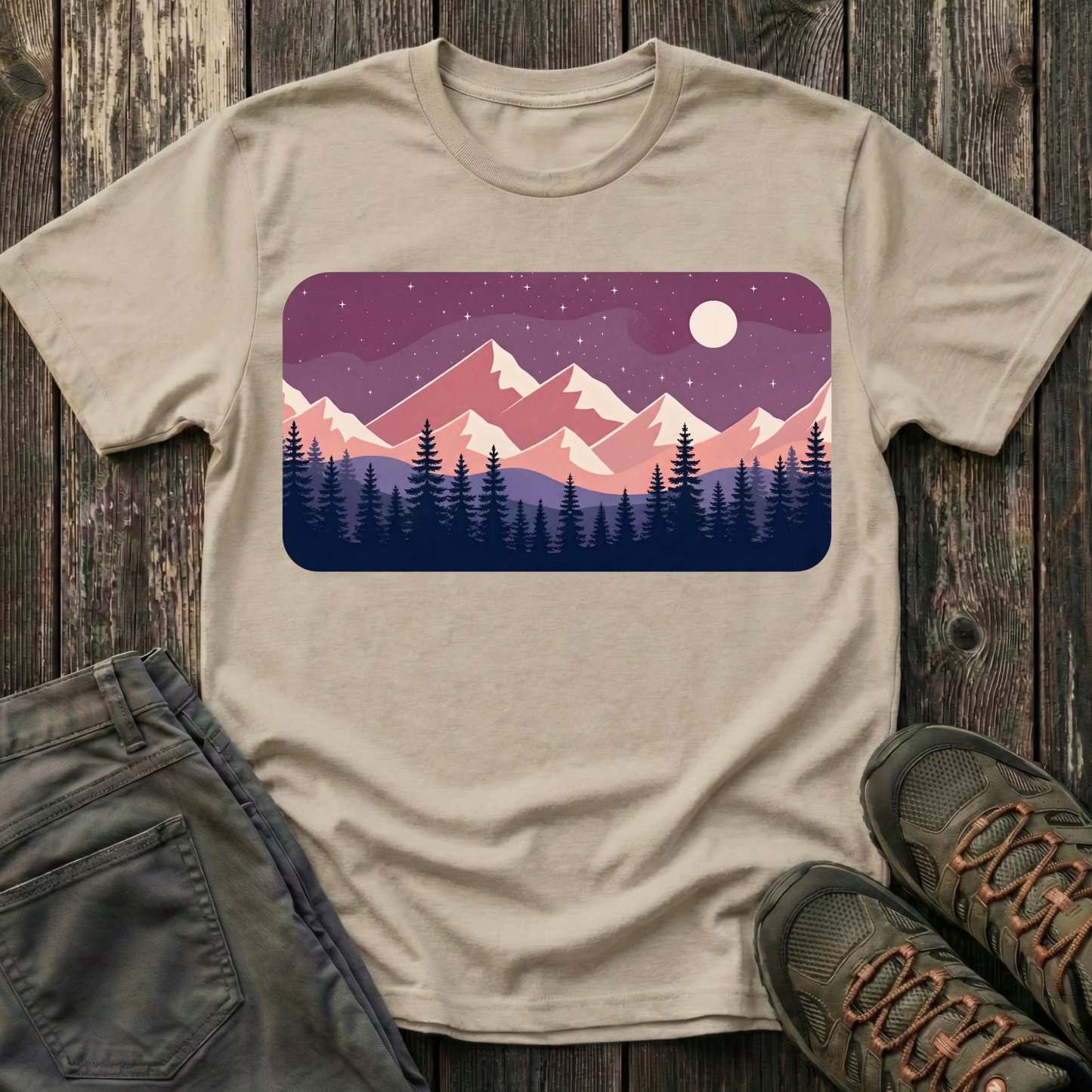 Purple Night Sky Landscape T-shirt