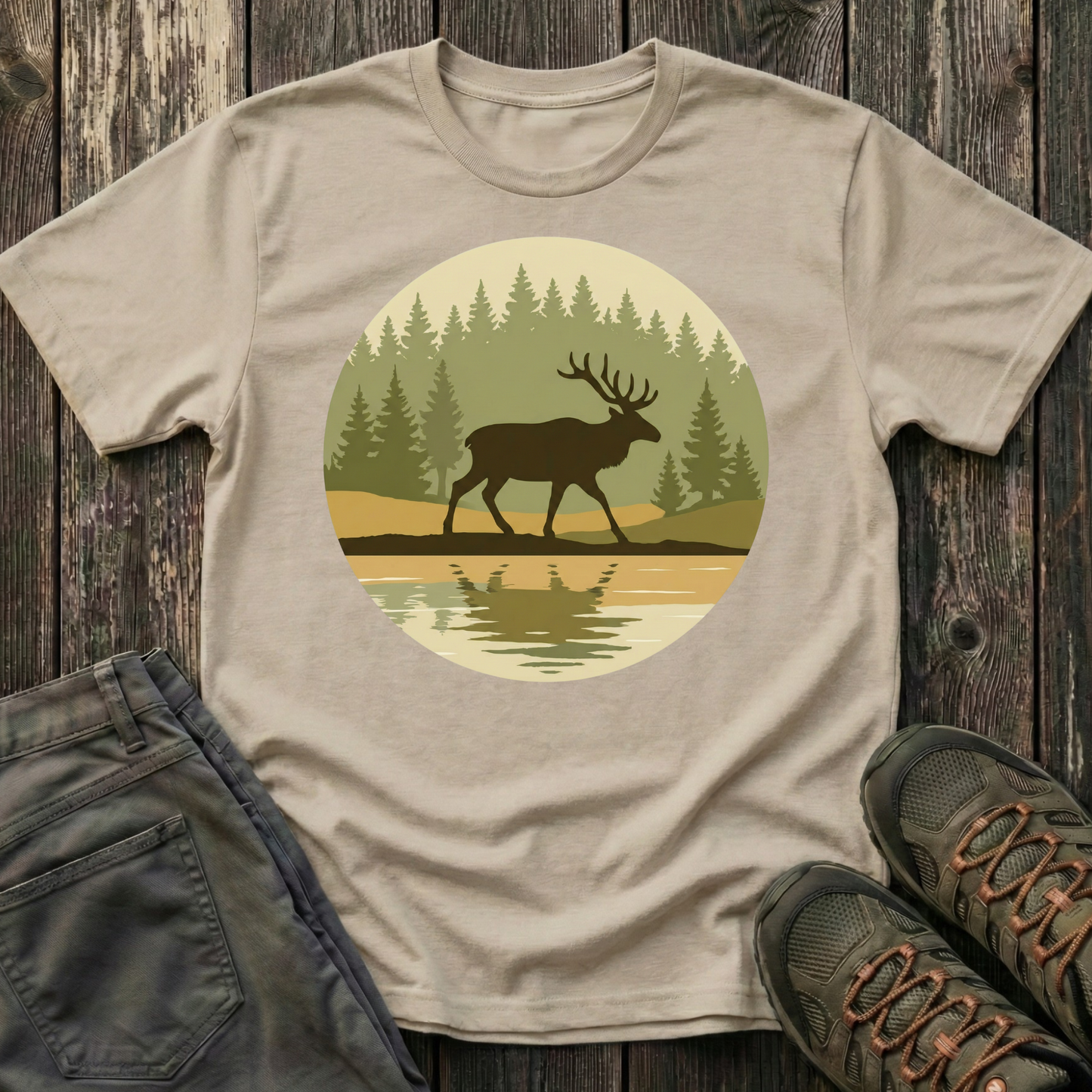 Elk Forest Reflection T-shirt