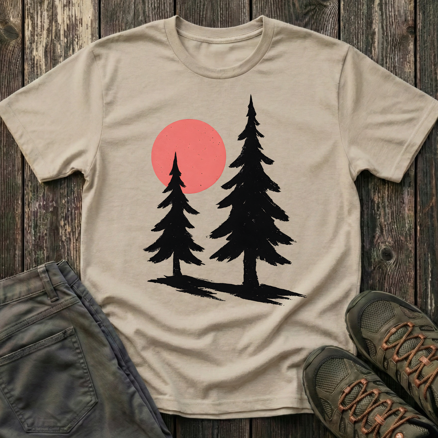 Serene Pines Under Sunset T-shirt