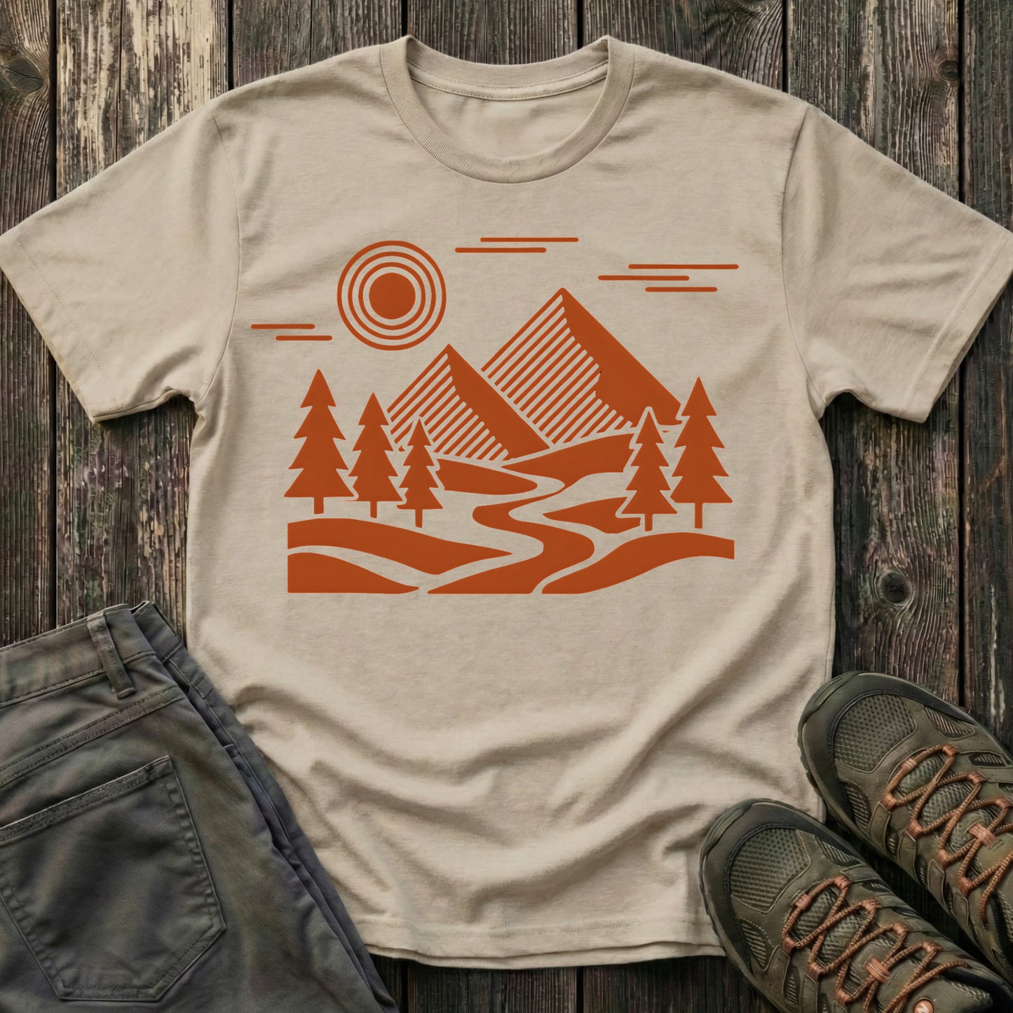 Geometric Red Landscape T-shirt