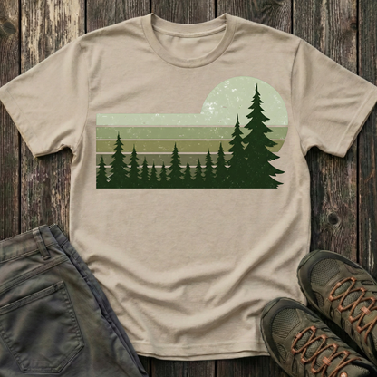 Retro Moss Green Sunset T-shirt