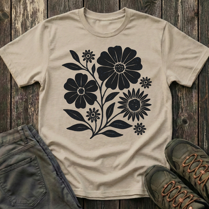 Botanical Portrait Black Ink Print T-shirt