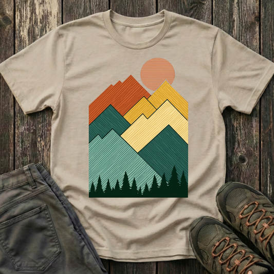 Sunset Over Lined Mountains T-shirt