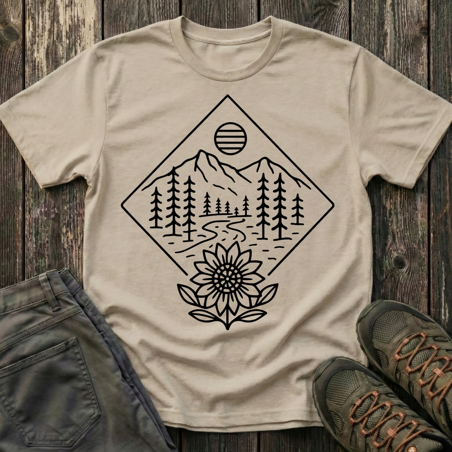 Sun Over Sunflower Landscape T-shirt