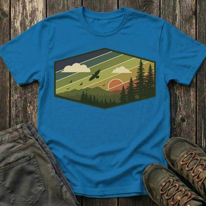 Retro Pine Forest Sunset T-shirt
