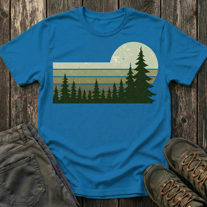 Retro Moss Green Sunset T-shirt