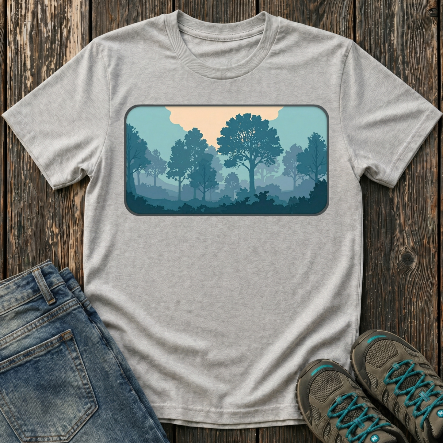 Children's Forest in Teals T-shirt