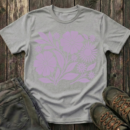 Flower Gathering Ink Print Violet T-shirt
