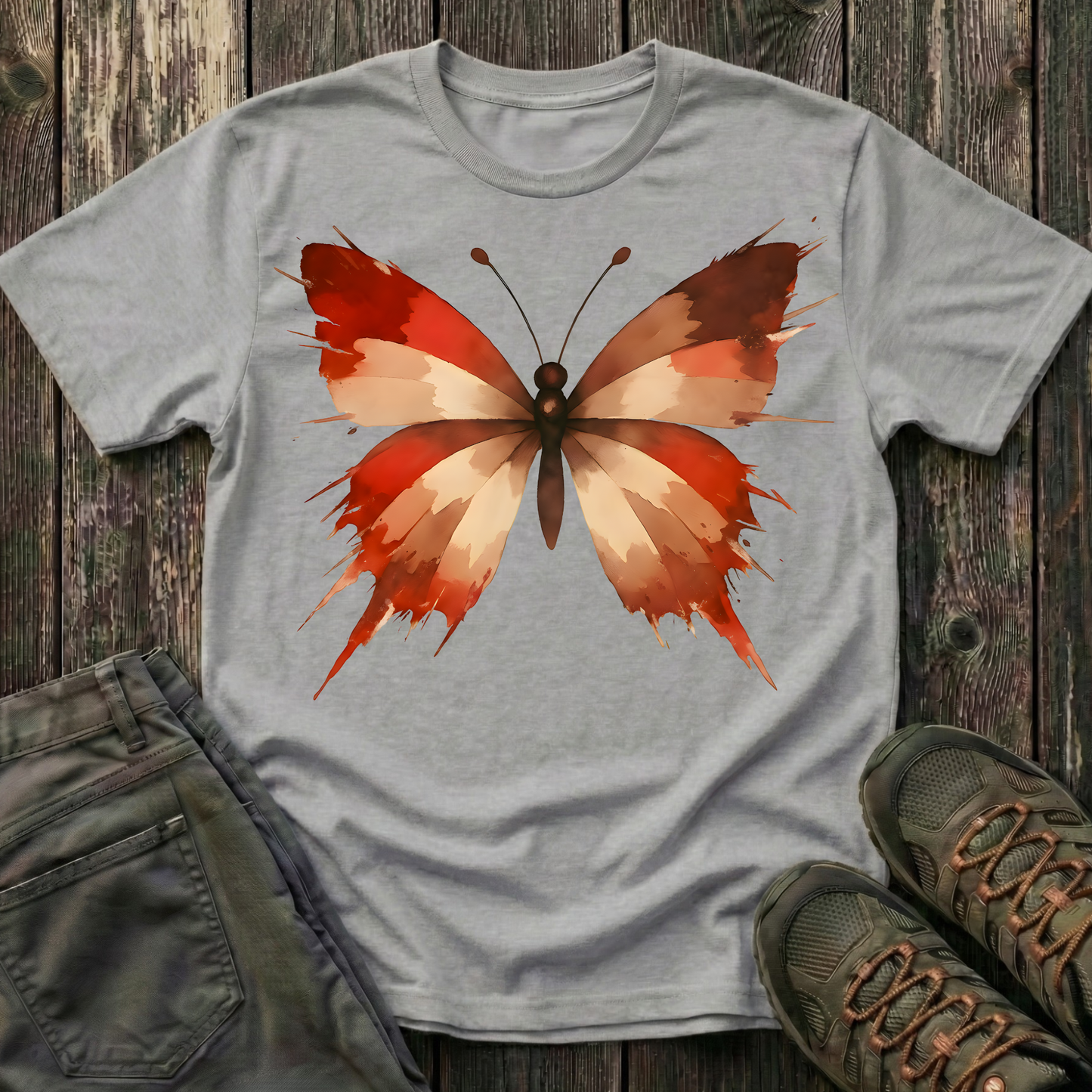 Watercolor Red Butterfly T-shirt