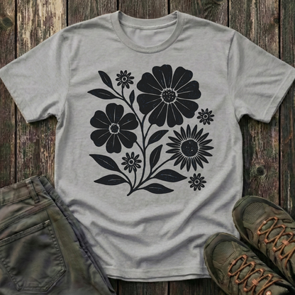 Botanical Portrait Black Ink Print T-shirt