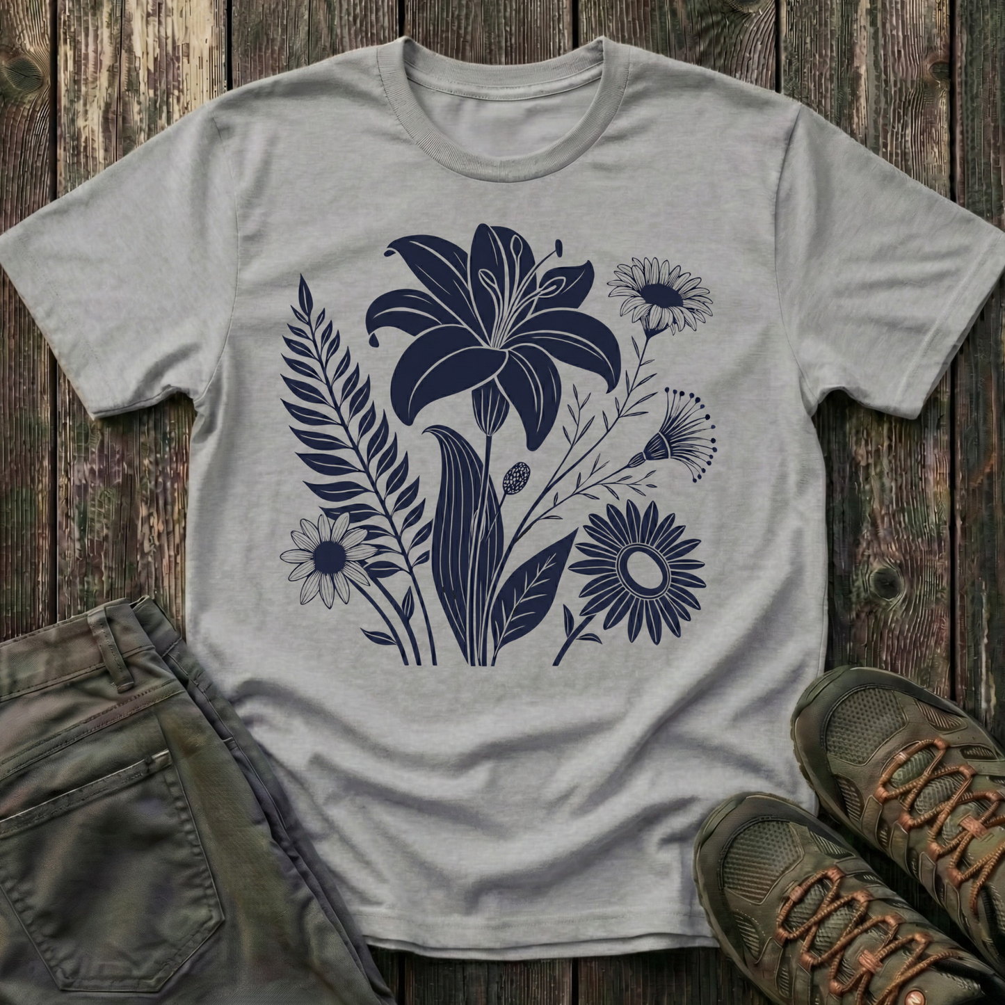 Flower Medley Ink Print T-shirt