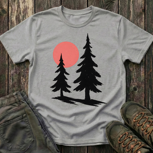 Serene Pines Under Sunset T-shirt