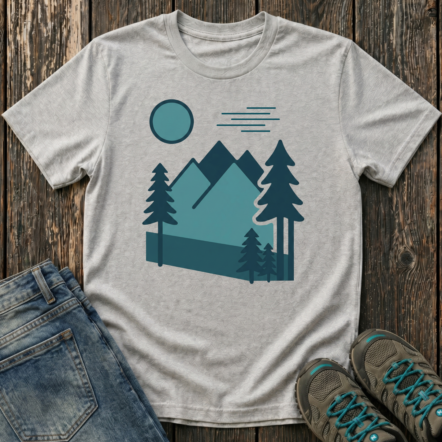 Children's Minimalist Blues Landscape T-shirt