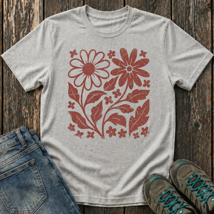 Children's Crimson Flora Ink Print T-shirt