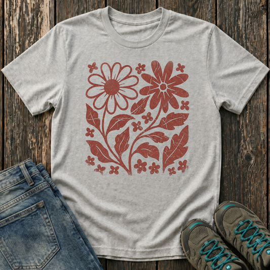 Children's Crimson Flora Ink Print T-shirt