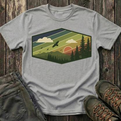 Retro Pine Forest Sunset T-shirt