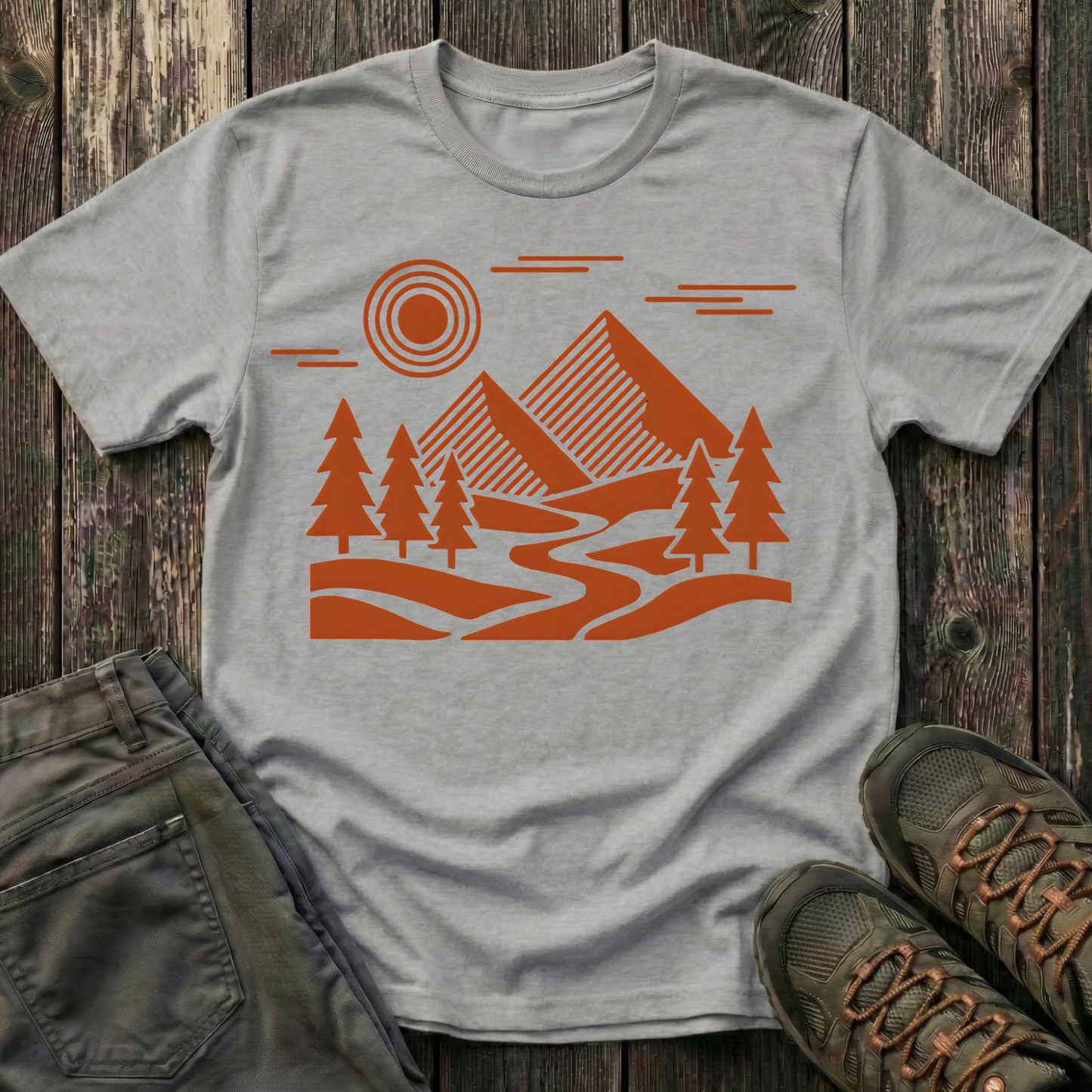 Geometric Red Landscape T-shirt
