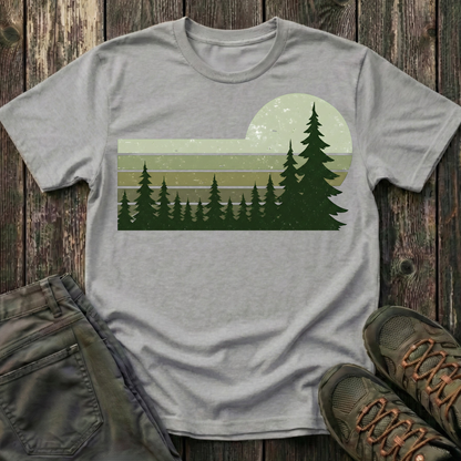 Retro Moss Green Sunset T-shirt