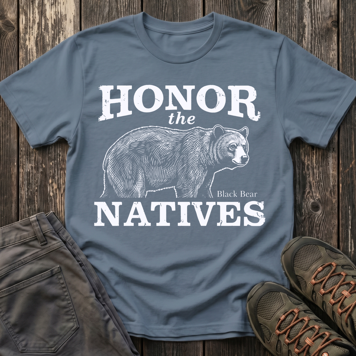 Honor The Natives Black Bear T-shirt White