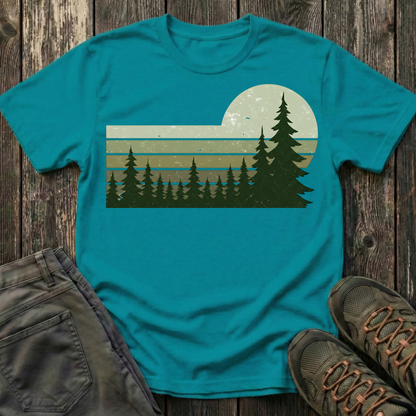 Retro Moss Green Sunset T-shirt
