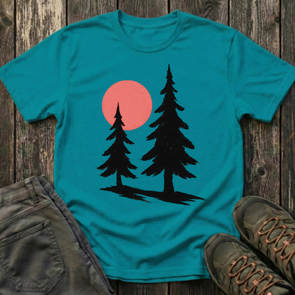 Serene Pines Under Sunset T-shirt