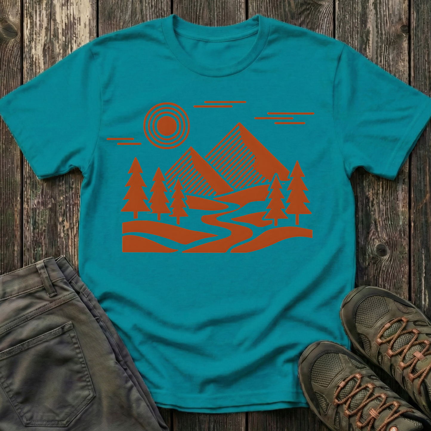 Geometric Red Landscape T-shirt