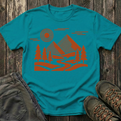 Geometric Red Landscape T-shirt