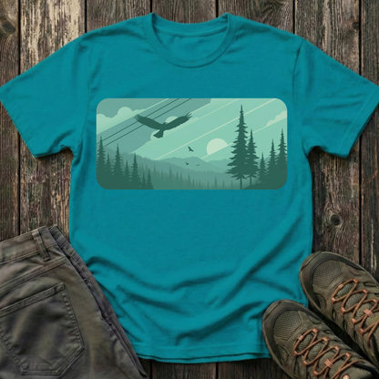 Soaring Eagle Over Green Pines T-shirt