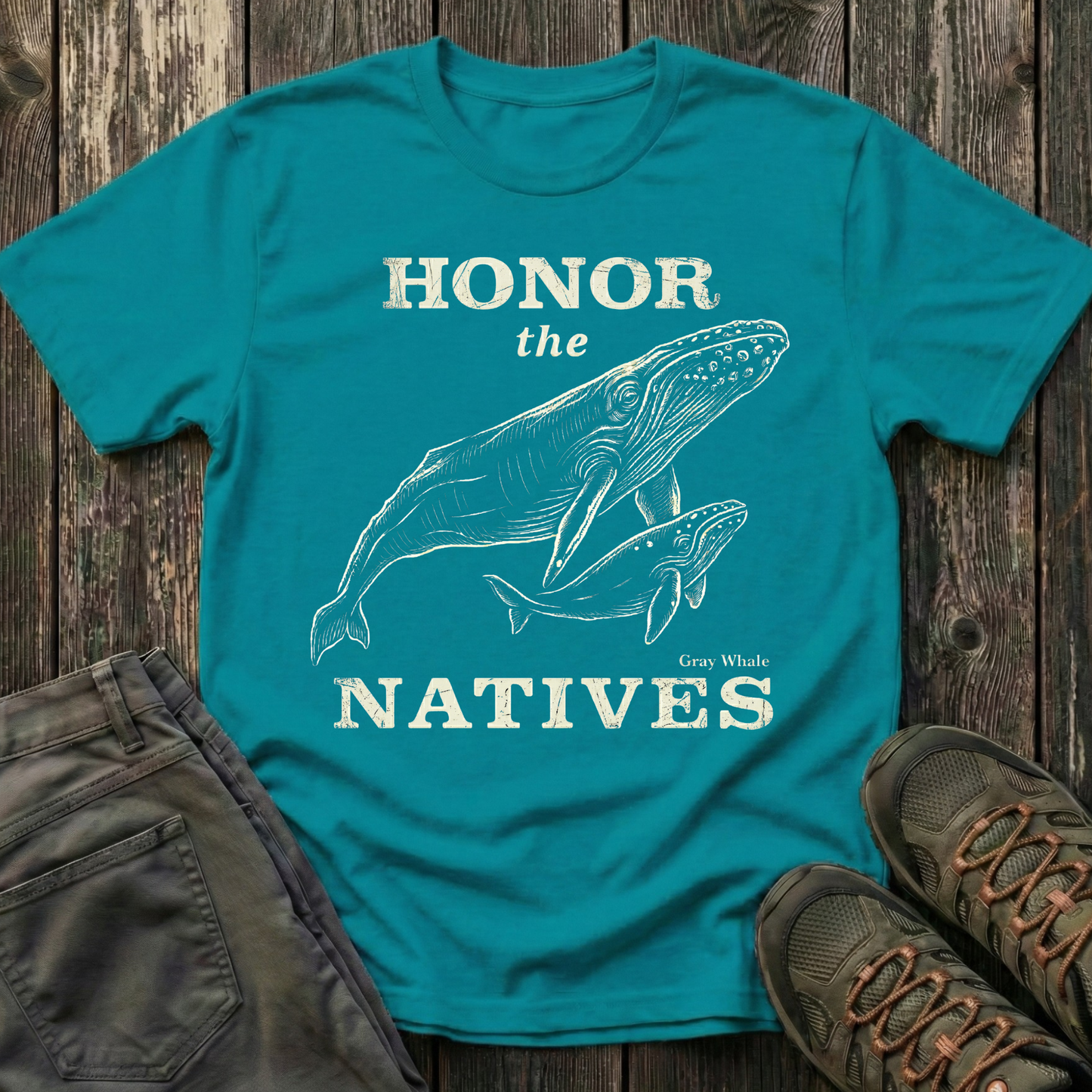 Honor The Natives Gray Whale T-shirt