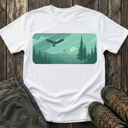 Soaring Eagle Over Green Pines T-shirt
