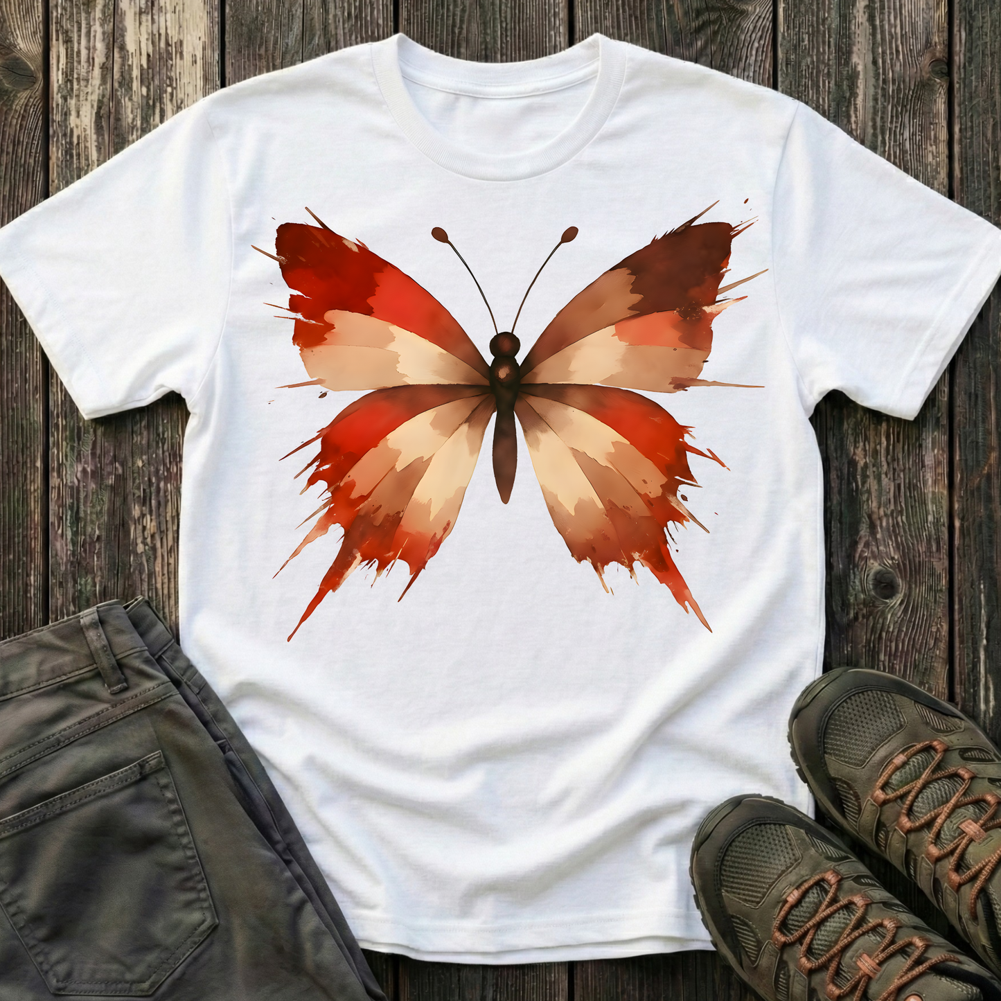 Watercolor Red Butterfly T-shirt
