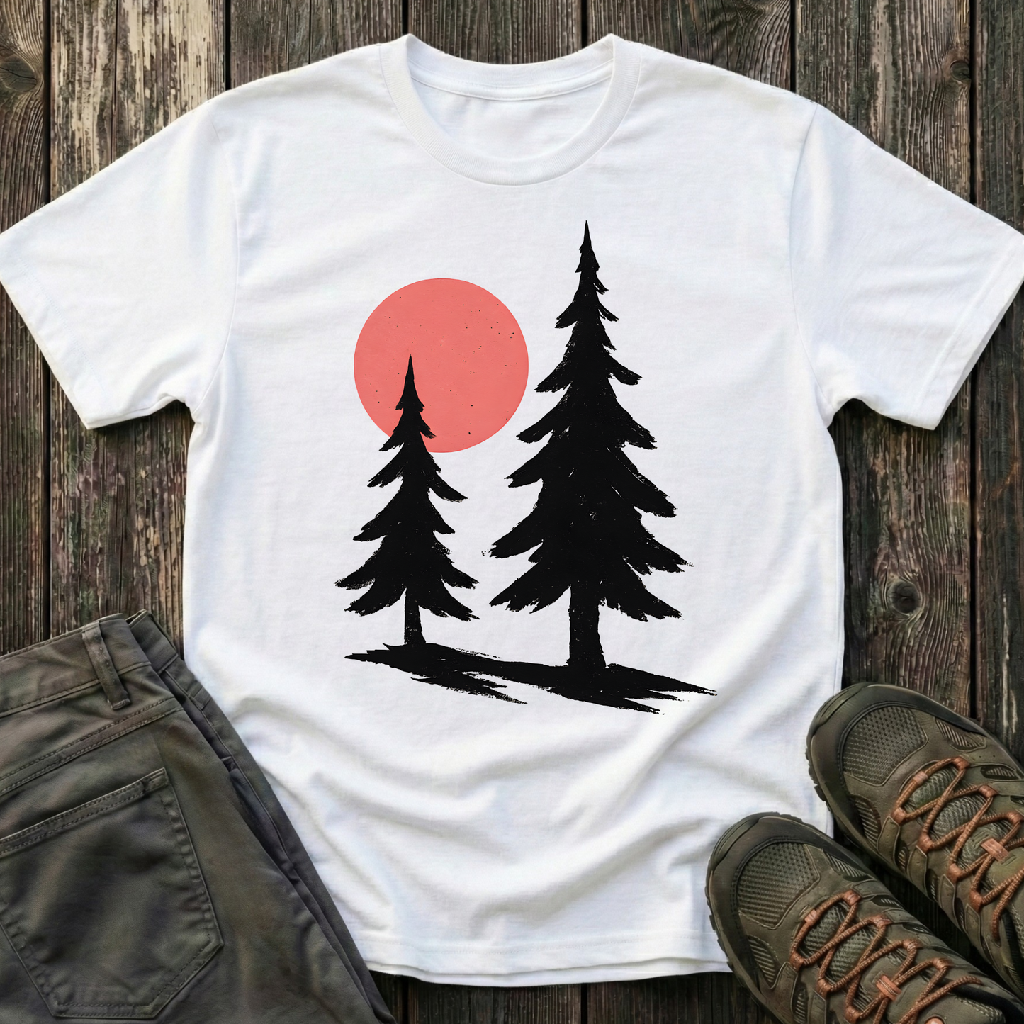Serene Pines Under Sunset T-shirt