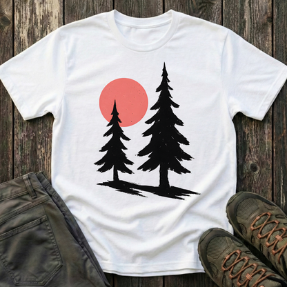 Serene Pines Under Sunset T-shirt